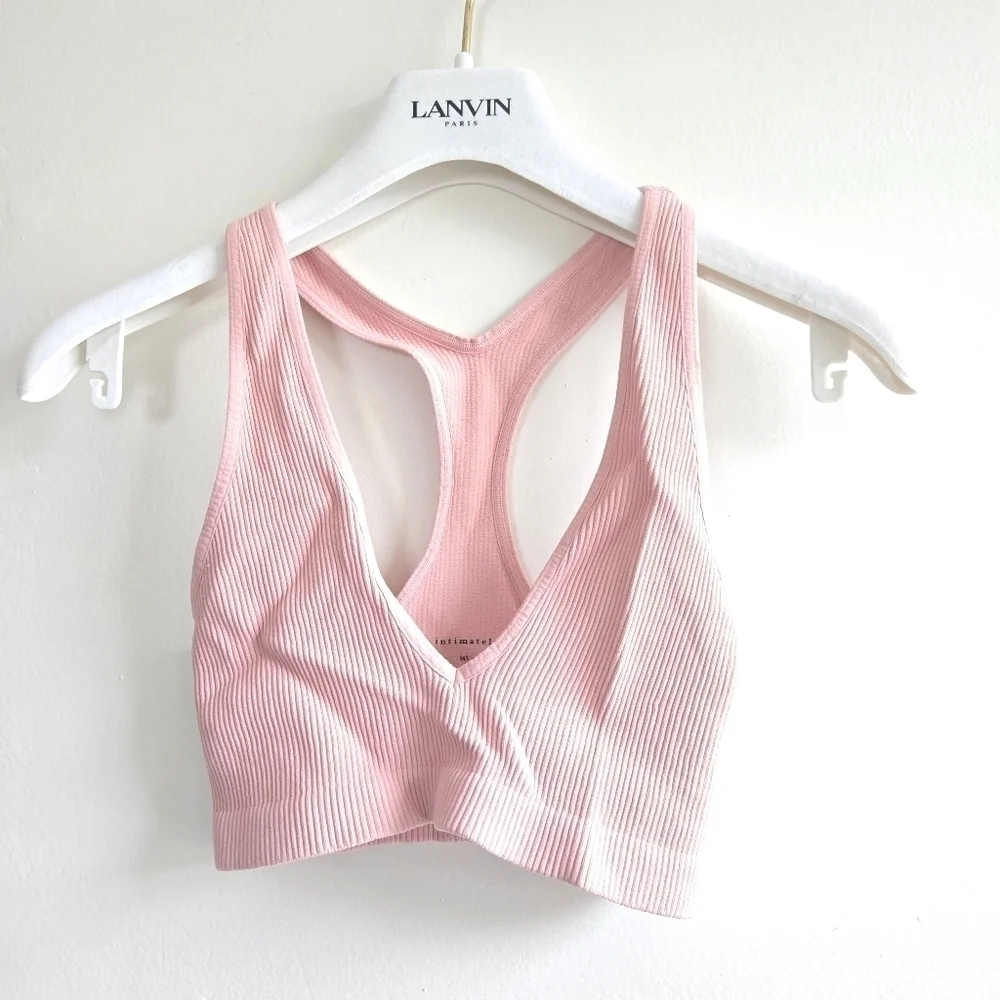 New Free People Intimately Solid Rib Light Pink / Blush Brami NWOT Size M/L
